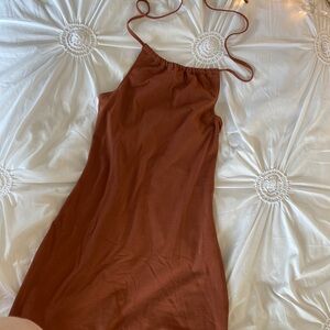 Brown Halter Mini Dress